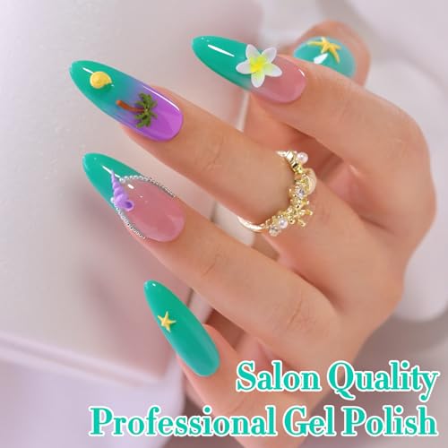Double Rhythm 15ML Gel Nail Polish Pure Sheer Same Color Same Bottle Soak Off Gel Polish Art Manicure Salon DIY at Home for Women (Deep Mint-A1788) - color: Deep Mint