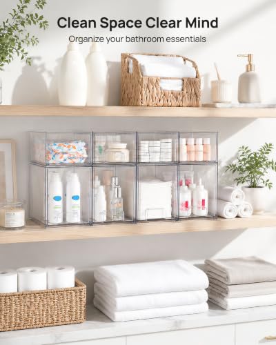 Vtopmart Clear Stackable Storage Drawers Set of 8, Plastic Organizer Bins - style: 4 Small+4 High