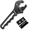 AN Fittings Wrench 3AN-16AN Hose Fittings Adjustable Wrench For An Hose End Fittings Adapter Lightweight Aluminum Black (With 4" Vise Jaws Pads) - color: Black, size: Large
