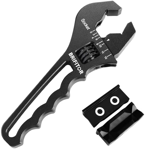 AN Fittings Wrench 3AN-16AN Hose Fittings Adjustable Wrench For An Hose End Fittings Adapter Lightweight Aluminum Black (With 4" Vise Jaws Pads) - color: Black, size: Large