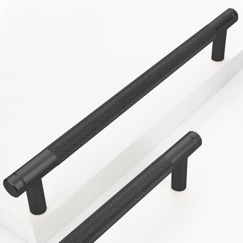 12 Pack 7 1/2 Inch 192 mm Black Knurled Cabinet Handles Cabinet Pulls Aluminum Handles Pulls Oxidation Finish with Diamond Pattern 8.6" Length pulls (12 Pack, Black, 7 1/2 Inch) - color: Black, size: 7 1/2 Inch