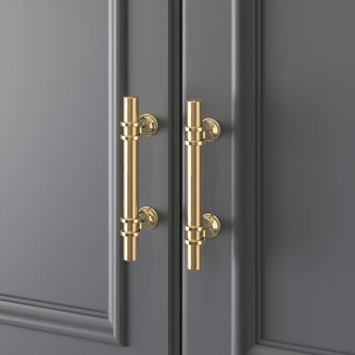 Haliwu 10 Pack 3 Inch Gold Cabinet Handles | 76mm Hole Center, Solid Aluminum and Zinc Alloy, Kitchen Pulls Hardware for Bathroom Drawer Dresser - color: Gold, size: 3-inch (76mm) hole spacing