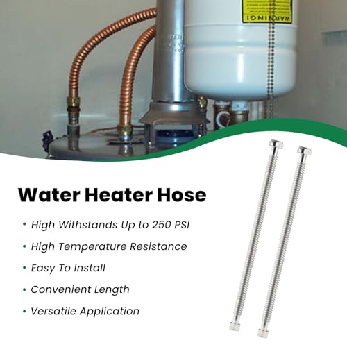 24inch Stainless Steel Corrugated Water Heater Connector Flexible for Female Iron Water Pipes Fitting, 3/4" FIP x 1" FIP, 24" Length (2 Packs) - style: 24"/ 3/4x1"FIP