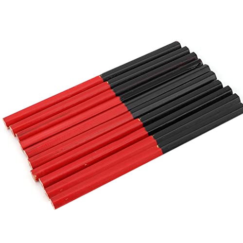 Dioche 10pcs Carpenters Pencils Red Blue 2 Core Hex 2 Head DIY Woodworking Pen Hand Tools Carpenters Pencil Set for Woodworking, Framing, Construction & Multi-Surface Marking