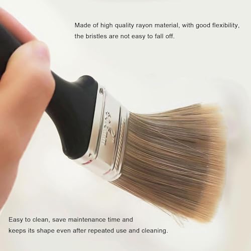 4-Piece Paint Brush Set,Flat Painting Brushes for Walls Trim Cabinets Fence Priming Interior & Exterior Latex and Oil Paints,Stains
