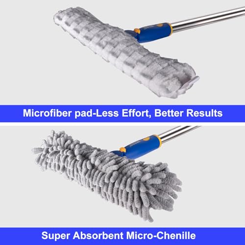 Window Squeegee with 75" Extension Pole, ITTAR Rubber Water Wiper for Glass - color: Blue&white-4