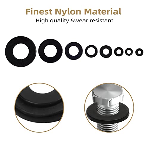 510 Pcs Black Nylon Flat Washer Assortment Kit