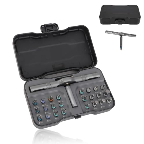 24 in 1 Magnetic Ratchet Screwdriver Set, Mini Precision Screwdriver Set with Case T Handle Ratchet Screwdriver Multipurpose Self-Assembly Tool Kit with Detachable Handle for Furniture Computer Laptop