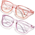 Safety Glasses Anti Fog Clear Blue Light Blocking Eye Protection Nurse Goggles for Women Men - color: A92 Clear Pink + Clear Purple