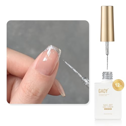GAOY Silver Glitter Swirl Gel Nail Polish Art Liner, 12ml Sparkly Color - color: Silver Glitter