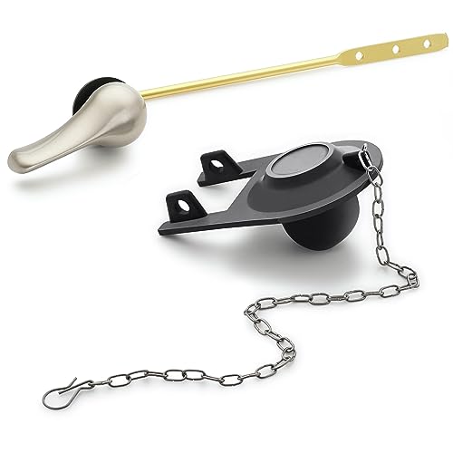 Qualihome Front Mount Brushed Nickel Toilet Handle Replacement Kit with 2 Inch Universal Toilet Flapper Replacement Kit and Stainless Steel Toilet Flapper Chain - color: Brushed Nickel
