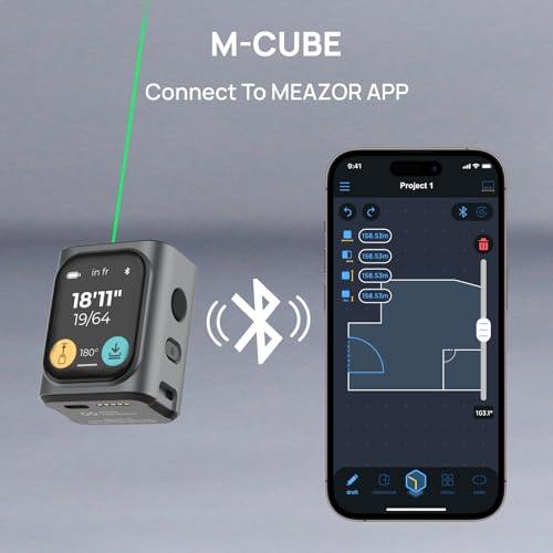 HOZO M-Cube Green-Beam Laser Measuring Tool, 164ft/50m, ±1/16 inch Accuracy, Small Size, High-Visibility Real Green Beam for Outdoor, Area/Volume/Pythagorean, LCD Display, Bluetooth App, Rechargeable - style: 00 Green Laser Measure