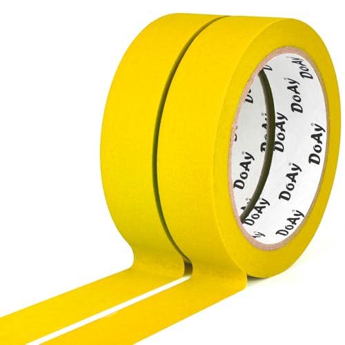 2 Pack Yellow Painters Tape - Masking Tape 1 Inch Wide - Multi-Surface, Smart Adhesion, Indoor & Outdoor - 180FT Total - Paint Tape for DIY, Labeling, Art, Car, General Purpose (#3910) - color: Yellow