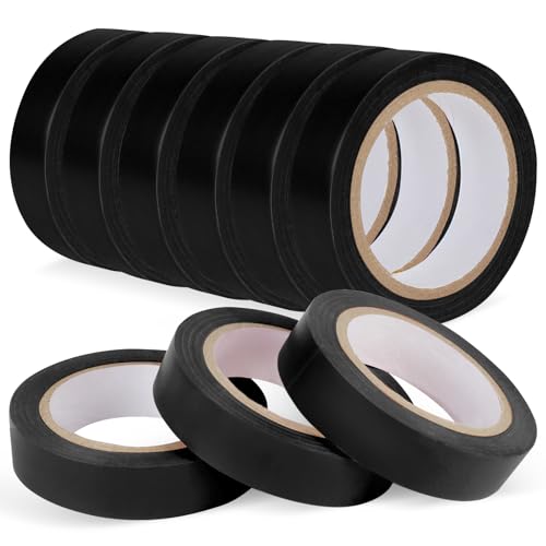 Romeda 9 Pack Electrical Tapes, Electrical Tape Water, Sun, and Oil Resistant, Electrical Tape is Suitable for Most Domestic, Commercial, and Industrial environments - Black - color: Black