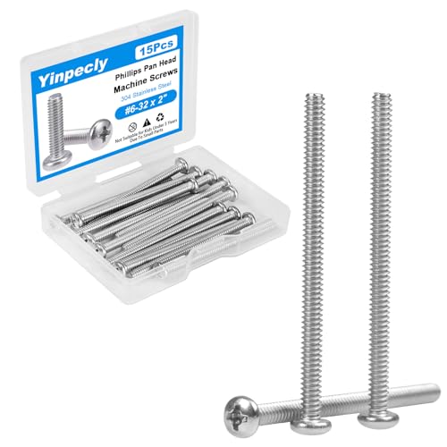 15 Pcs #6-32 x 2 Pan Head Machine Screws 304 Stainless Steel - size: #6-32 x 2"