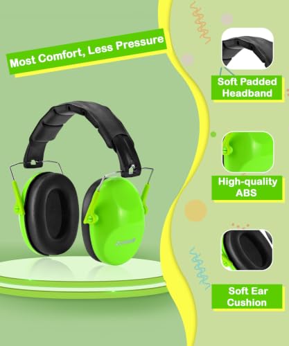 ZOHAN 032 Kids Noise Cancelling Headphones - 25dB NRR Kids Ear Protection, Hearing Protection Safety Ear Muffs for School Monster Truck Fireworks Traveling Studying Concerts Autism - Green - color: 1pack - Green