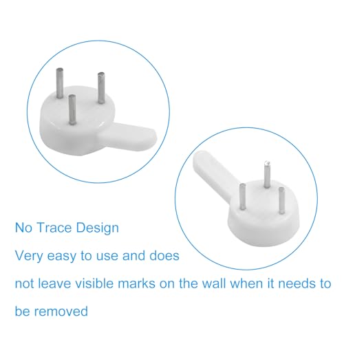 Hordion 50 PCS Plastic Picture Hangers 25*15mm Photo Frame Hanging Hooks | Traceless Wall Hooks, Invisible Nail Hardwall Hanger for Hanging Picture, Photo, Frame