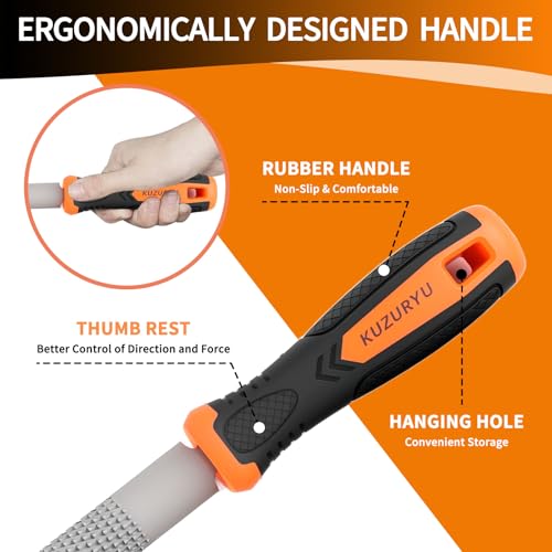KUZURYU Woodworking Rasp Set – 3PCS Multi-Shape Precision Wood Files（Flat, Half-Round, Round） with Ergonomic Handles for Carpentry, DIY, and Wood Restoration - size: Wood File - 3 pcs