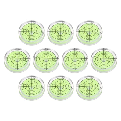PATIKIL 10pcs Round Bubble Level 32x7mm Mini Circular Bullseye Spirit Levels Measuring Layout Tools for Leveling Camera Tripod Telescope Workshop Turntable Pictures Frame, Green - size: 32x7mm