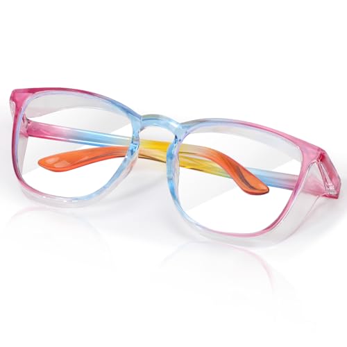 SQIMZAR Safety Glasses Goggles For Women Nurses Protective Eyewear,Anti Fog Safety Goggles - color: Blue-pink