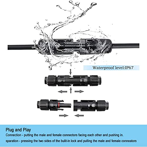 10 Pairs Solar Connectors M-C-4 Male/Female IP67 Waterproof Solar Panel Cable Connectors with Spanners - color: 10pair MC4+ 1 pair Spanner