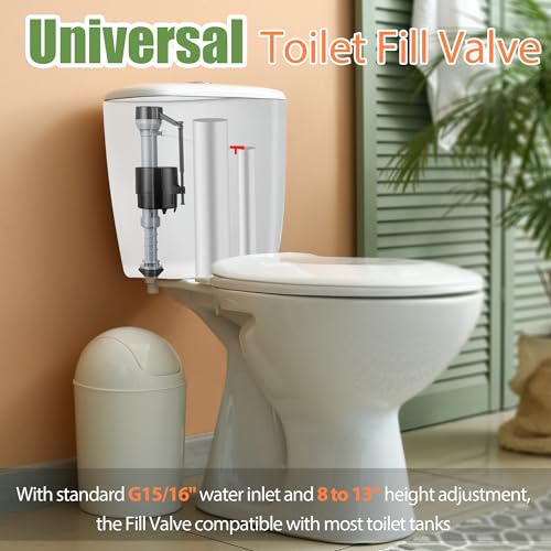 Saillong 2 Pack Toilet Fill Valve Replacement, Height Adjustable Universal Toilet Tank Flusher Replacement Kit, Leak-Proof Easy Install Fill Valve Repair Kit