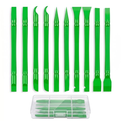 10Pcs Plastic Scraper Tools with Storage Case, Green - color: Green