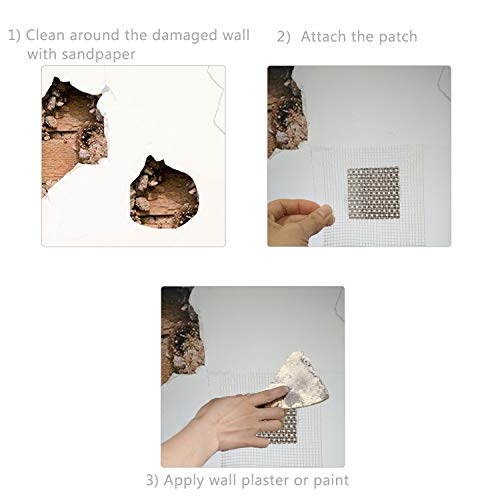 3 Pcs 6 Inch Wall Patch Repair, Drywall Repair Patch Self Adhesive Drywall Patch and Fiberglass Repair Kit, Heavy Duty Dry Wall Hole Repair Patch for Drywall Plasterboard (6 x 6 Inch) - size: 6inch*3