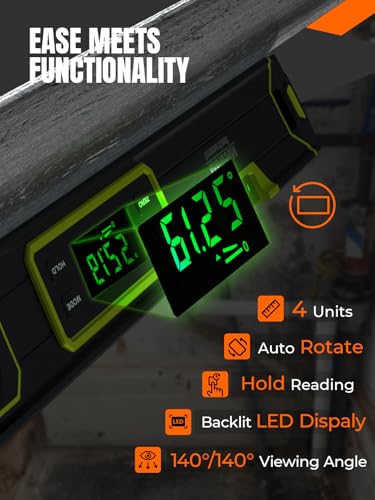 Mecurate 16-Inch Magnetic Digital Level, Electronic Angle Finder, ±0.1° - size: 16-Inch Digital Level