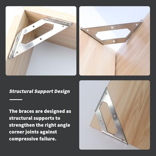 Trapeziform Angle Brackets Stainless Steel 5.7" x 1.81" Corner Braces-4pcs - size: Large 4pcs