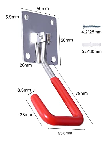 Stainless Steel Heavy-Duty Adjustable Wall Storage Hooks with Anti-Slip Coating for Chainsaws, Bicycle, Garden Tools (Screws and Dowels Included) - color: 1 Pack