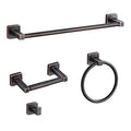 Bathroom Hardware Set 4 Pieces,Oil Rubbed Bronze Towel Bar Set Stainless Steel Wall Mounted, Includes 16In Hand Towel Bar, Towel Ring, Robe Towel Hooks,Toilet Paper Holder, Bathroom Towel Rack Set - color: Oil Rubbed Bronze-4pcs, size: 16Inch