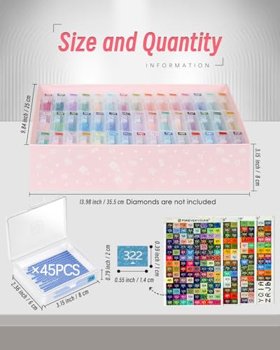 forever young 45PCS Diamond Painting Storage Containers Trays - size: 45pcs Storage set