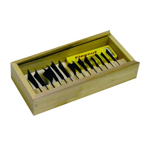Flexcut Carving Tools | Power Gouge Set of 14 | 1095 High Carbon Steel Blades | RG100 | Carving Kit Made in the U.S.A