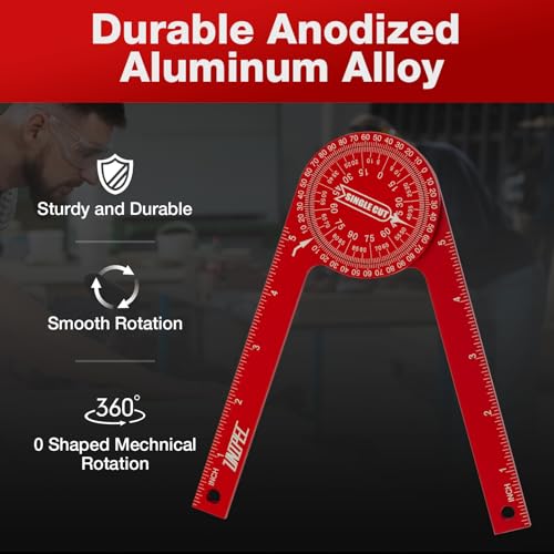 7.3 Inch Aluminum Miter Saw Protractor & Angle Finder Tool, Red