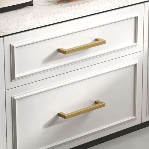 Goldenwarm 25 Pack 5 Inch Champagne Bronze Cabinet Pulls Square Handles - color: Champagne Bronze, size: 5in Hole Centers