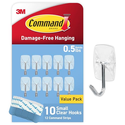 Command Small Clear Wire Hooks, 10 Hooks, 12 Strips - size: 1 Pack