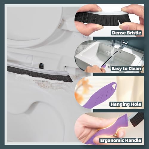 TQRR 2 Pcs Toilet Scrubber Brush, Bathroom Cleaning Brush with Hanging Hole - color: Purple