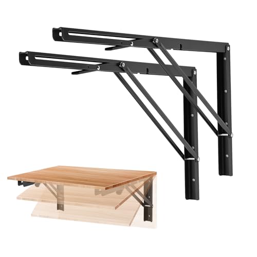 Ravinte Matte Black Folding Shelf Brackets, 22 Inch, 2 Pack - size: 22 Inch