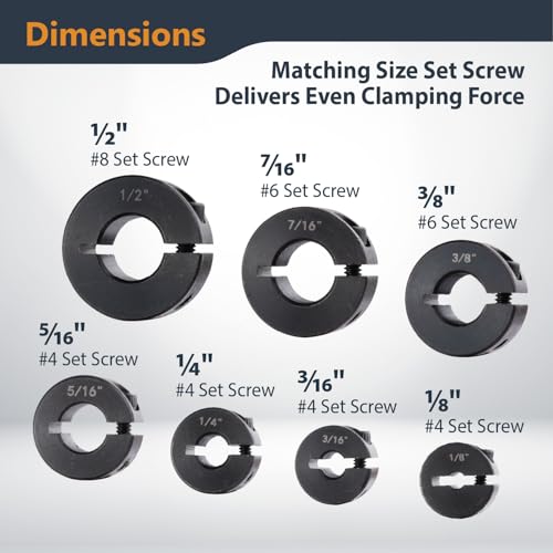 POWERTEC Drill Bit Stop Collar Set, 7 Piece Set Adjustable Drill Bit Depth Stopper with Allen Wrench, Bits Stop with Imperial System Size Markings - 1/8", 3/16", 1/4", 5/16", 3/8", 7/16", 1/2” (72294) - style: 7PC Imperial Drill Stop Set (1/8"-1/2")