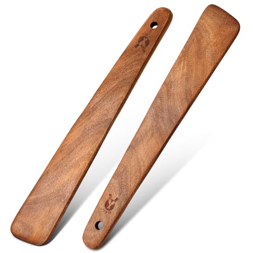 12" Teak Wooden Spatula for Cooking, 2Pcs Wood Turner Scraper for Cast Iron - size: 2PCS Wooden Spatula