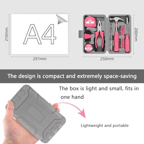 24-Piece Tool Set, Mini Tool Kit, Tool Kit for Home (Pink) - color: Pink