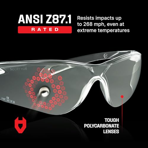 NoCry Lightweight Tinted Safety Glasses with UV 400 Protection, Anti Fog and Anti Scratch Coating and Grey Wrap Around Lenses; ANSI Z87.1 Certified - color: Tinted