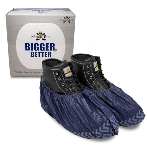 ShuBee Original Disposable, Extra-Large Boot and Shoe Covers, Thicker & Stronger, Durable Protection for Floors - 50 Pairs - color: Dark Blue
