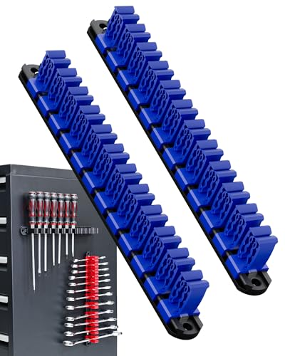 DEHOYI Magnetic Screwdriver Organizer and Wrench Organizer for Workshop, Garage | Heavy-Duty Tool Organizer with Magnet & Space-Saving Tool Holder | Gift for Father, Brother, Boyfriend (2 pcs, Blue) - color: Blue, size: 2 pcs