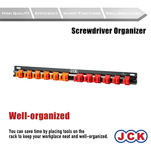 JCK Aluminum Screwdriver Organizer Wall Mount Rack, 12 Sliding Clips - style: Screwdriver Organizer