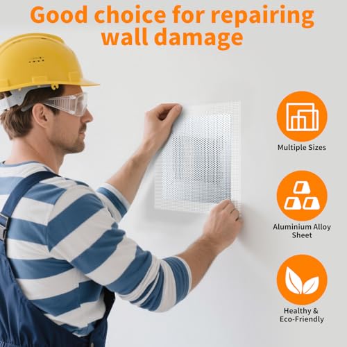 Wall Repair Patch Kit, 15 Pieces Aluminum Self-Adhesive Mesh Repair Patches for Drywall, Multiple Large Small Sizes 2/4/6/8 Inch Drywall Hole Repair Kit, Permanently Repairs Damaged Walls and Ceilings - size: 2/4/6/8in