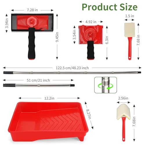 10-Piece Paint Edger Tool Kit with 360° Handle & Extension Poles