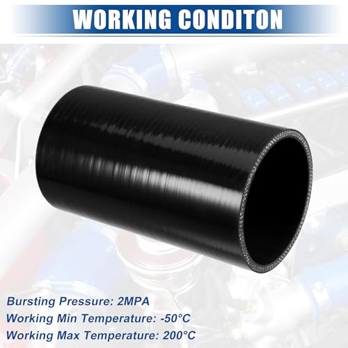 uxcell 3" ID 6" Length 4-Ply Reinforced High Temp Straight Coupler Silicone Reducer Hose Black for Car Intercooler Intake Piping - size: 3" ID