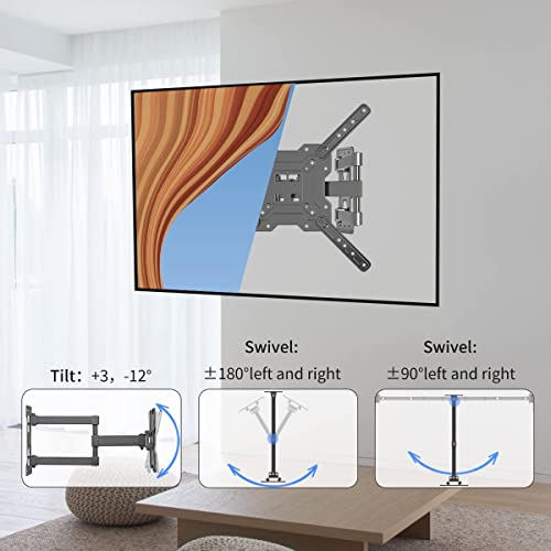 Suptek TV Wall Mount Swivel and Tilt Full Motion for Most 23 to 60 inch TV Mount up to 66lbs max VESA 400x400mm (A1+) - size: 23-60"